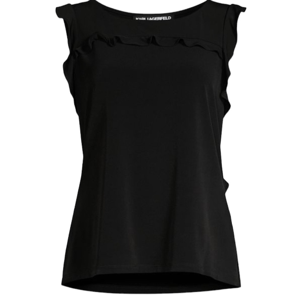 Karl Lagerfeld Ruffle Trim Sleeveless Top